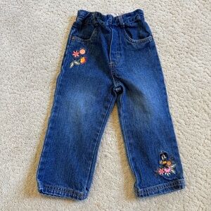 Original Mickey Disney Embroidered Toddler Kids Jean Minnie Mouse